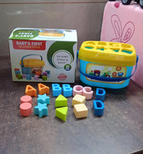 Baby First Block Set Kids Non-Toxic Abcd Geometric Shape Sorting & Stacking (1 Set)